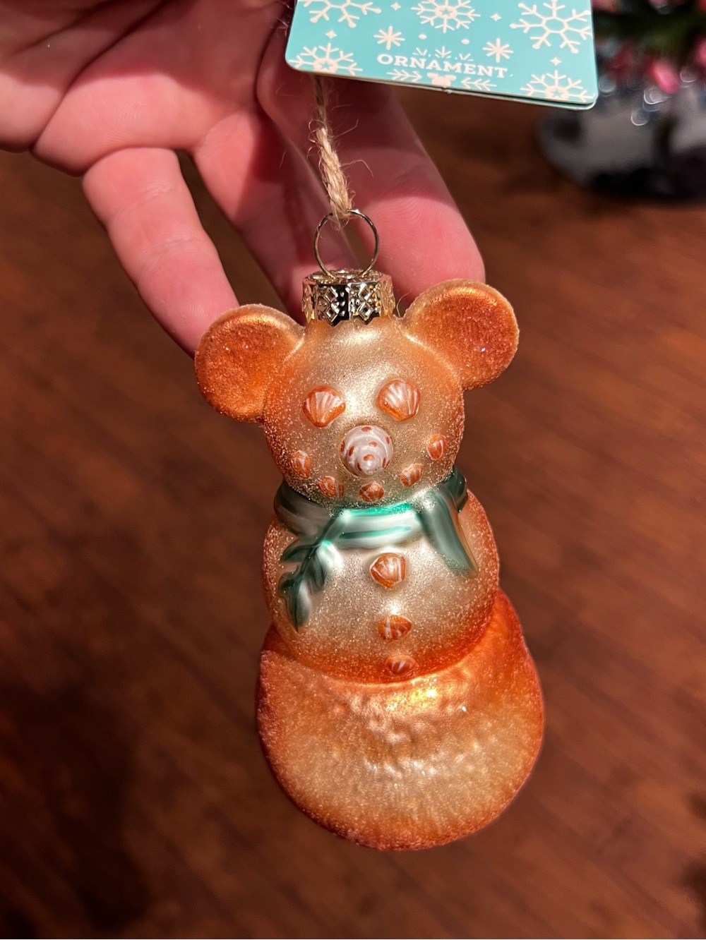 Disney Parks Summer Mickey Mouse Sand Snowman Ornament NEW
